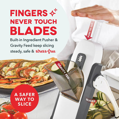 Dash Safe Slice Mandoline Slicer, Adjustable 30+ Combos, Aqua | Vegetable, Potato & Onion slicer, 1-8mm Thickness, Julienne, Matchstick & Dice Cuts, Folds Flat, Stainless Steel Blades