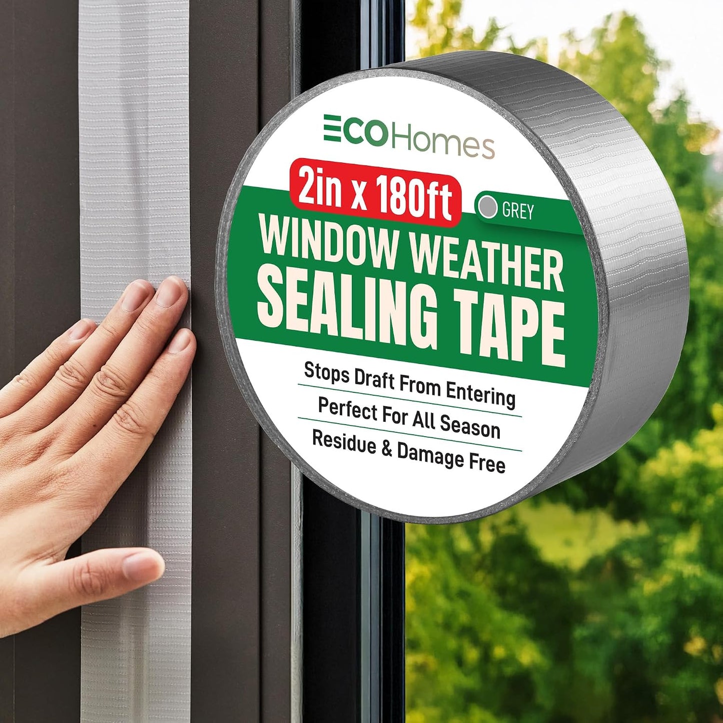 ECOHomes Window Weather Sealing Tape (2 Inch Wide x 90 Ft, Clear) | Weather Stripping Tape, To Stop Drafts Through Window Gaps and AC Units, Insulation Seal for Home and Air Conditioners