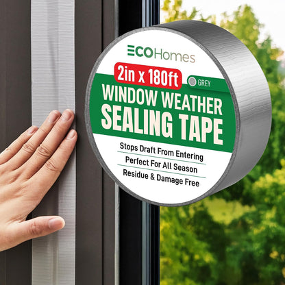 ECOHomes Window Weather Sealing Tape (2 Inch Wide x 90 Ft, Clear) | Weather Stripping Tape, To Stop Drafts Through Window Gaps and AC Units, Insulation Seal for Home and Air Conditioners