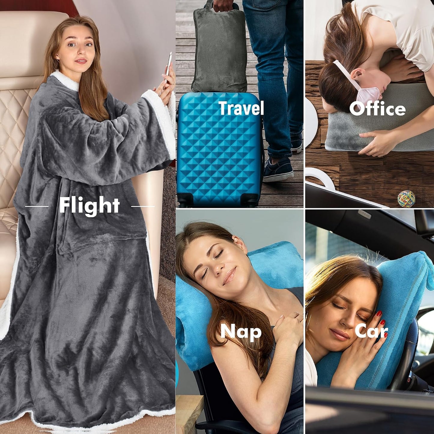 Catalonia Sherpa Wearable Blanket with Sleeves Arms