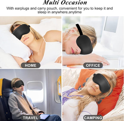 Silk Sleep Mask with Cooling Gel Eye Mask, Warm and Cold Compress, Heated Eye Mask for Tired Eyes, Stain Eye Cover Sleeping Mask for Travel, Home, Office, Yoga, Total Blackout (Black)