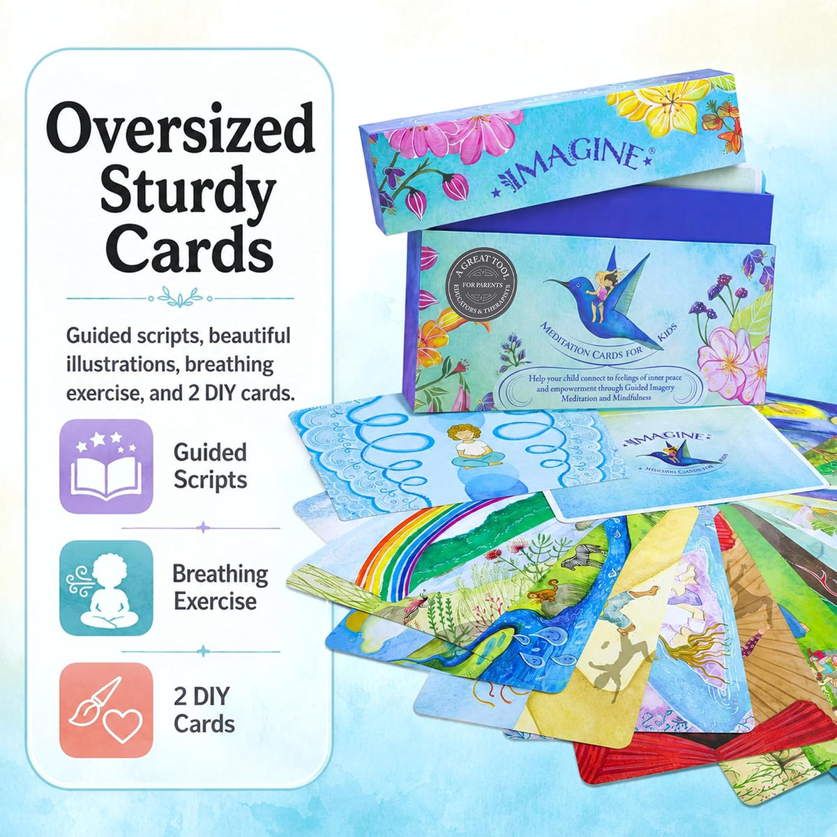 Imagine Mindfulness Cards for Kids – Award-Winning XL Meditation Cards