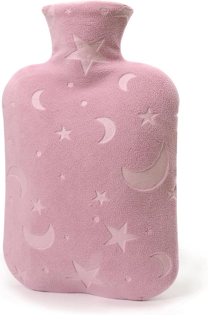 Hot Water Bottle with Soft Cover, 2L Hot Water Bag for Menstrual Cramps, Neck and Shoulder Pain Relief, Hot and Cold Therapies, Hand Feet Warmer, Blue