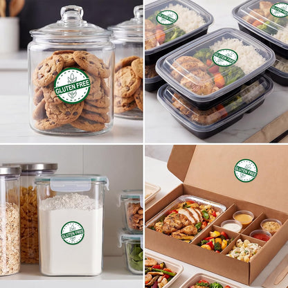 1000 PCS Gluten Free Stickers Bulk - 1.25 Inch Round Circle Gluten Free Rotation Dots Labels with Self Adhesive for Restaurants, Home Kitchen & Food Packaging, 2 Rolls(500 PCS Per Roll)