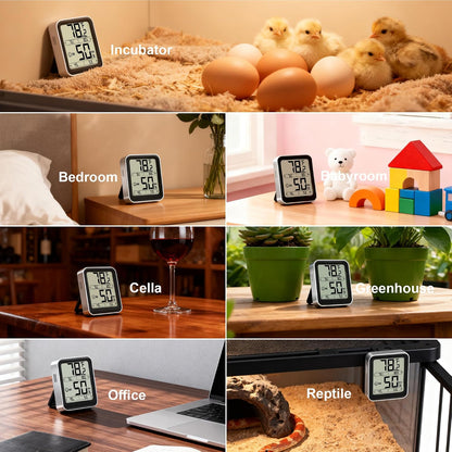 Indoor Thermometer Hygrometer, Max Min Records, w/Battery | Real-time comfort indicator, 5s refresh, Easy To View, Magnetic/Stand, °F/°C switch for home, office, nursery, greenhouse