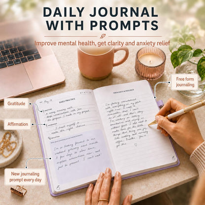 Life & Apples Daily Journal for Women, Guided with Prompts, Lavender