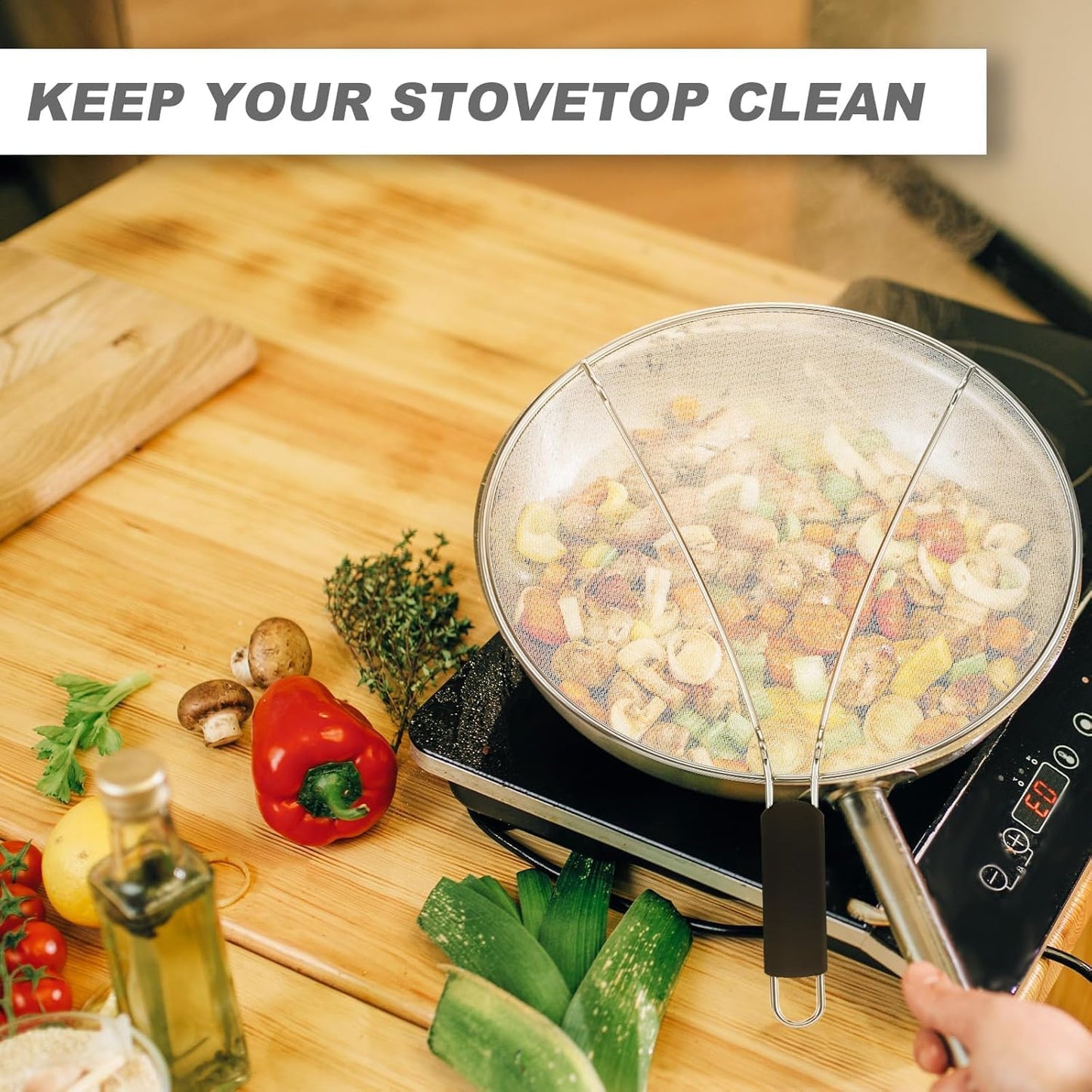 Splatter Screen for Frying Pan,Silicone Grease Splatter Guard, Heat-Resistant Splatter Guards for Cooking,Dishwasher Safe (9.8", 11.4", 13")