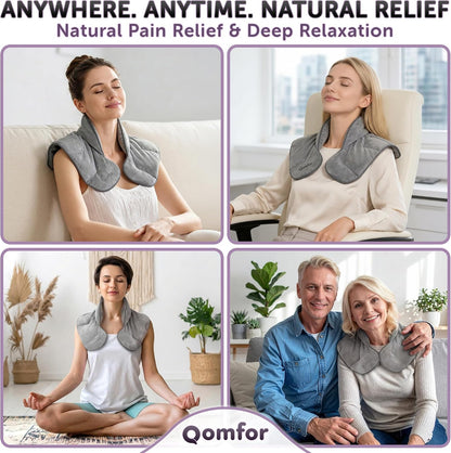 Qomfor - Microwavable Neck Wrap - Maroon Purple, Lavender Scent - Weighted Neck/Shoulder Wrap - Heating Pad - Hot/Cold Muscle Therapy, Stress Relief, Arthritis Pain, Soothing Comfort, Headache