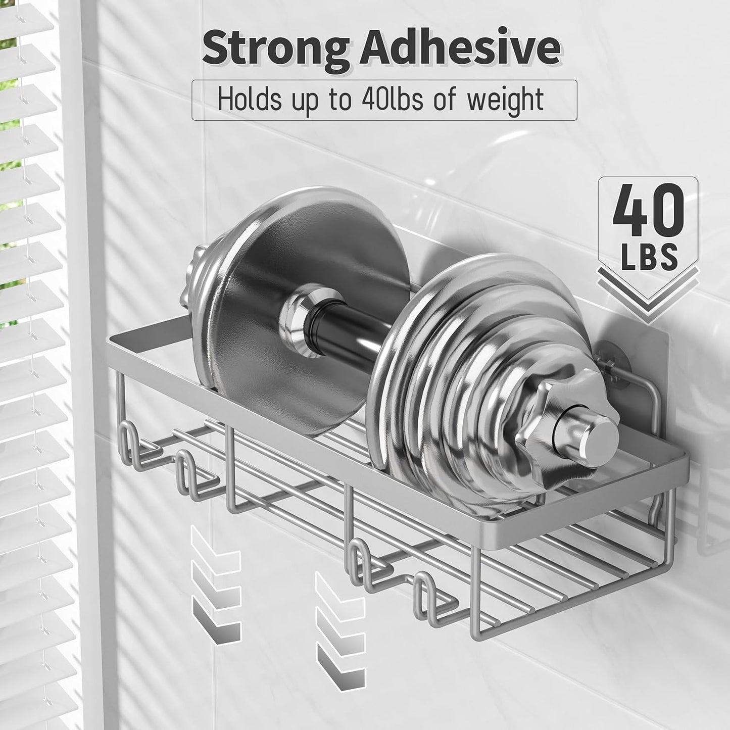 Liuoud 5 Pack Shower Caddy for Inside Shower, Gold Bathroom Storage Decor | Large Rustproof Stainless Steel Organizer with Strong Adhesive, No Drilling Wall Mounted Shelves, Bathroom Accessory Set