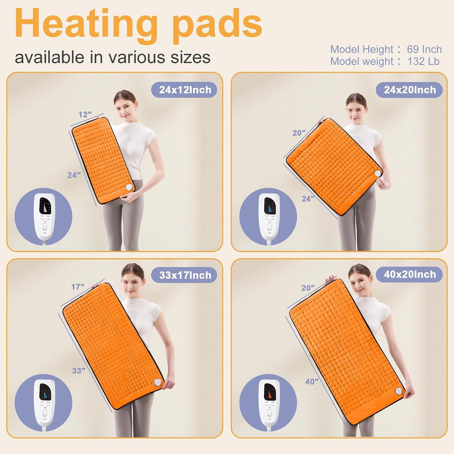 Heating Pad,Heated Blanket,Heating Pad for Back Neck,Grey,24x12 Inch | Electric Heating Pad,Dry/Moist Heat Heating Pads,Heating Pads for Shoulder,Abdomen,Heat Pad for Women Men,Birthday Gift