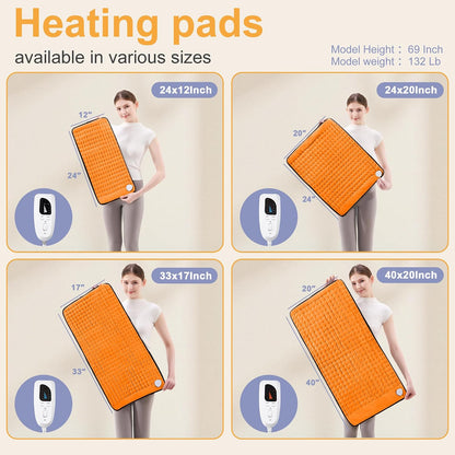 Heating Pad,Heated Blanket,Heating Pad for Back Neck,Grey,24x12 Inch | Electric Heating Pad,Dry/Moist Heat Heating Pads,Heating Pads for Shoulder,Abdomen,Heat Pad for Women Men,Birthday Gift