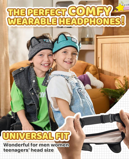 KIDSBAND Kids Bluetooth Headphones, Sleep Headband [Wireless & Wired Playback 2in1] Foldable Headphones for School/Travel/Tablet/Sleep