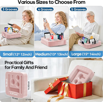 Couch Cup Holder Pillow, Sofa and Bed Caddy for iPad, Kindle, Switch, Game Controller, Remotes, Phones, Small-Sized Cup & Drink Holder for Couch, Bed, Desk, Car, Beach, Bathroom Cup Holder