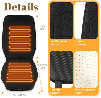 Heated Seat Cover with Fast Heat Warmer, 3-Level Winter Office Heating Pad | Large Winter Seat Cushion Heating Pad for Winter Home Office for Pain Relief, 3 Models Setting, Black