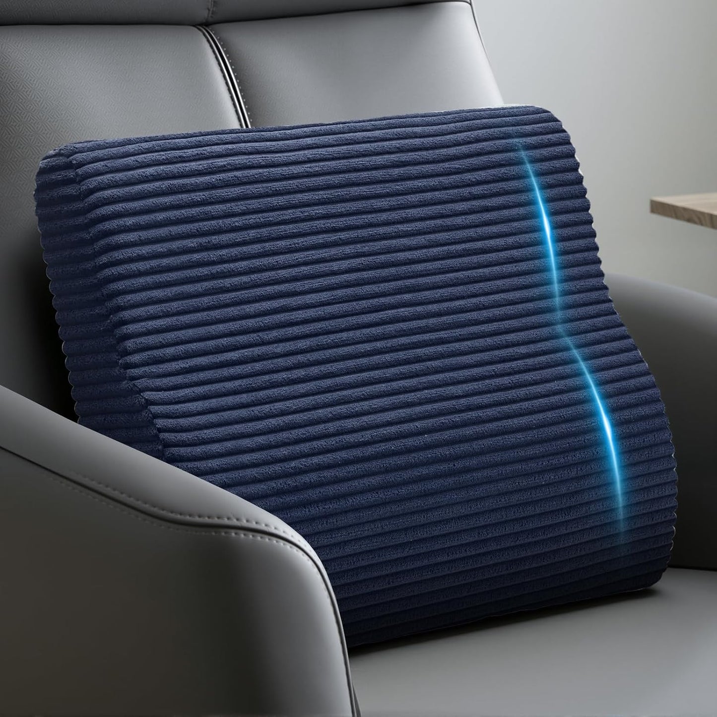 Lumbar Support Pillow for Recliner Chair/Accent Chair/Couch, Washable Cover | Large Memory Foam Back Support Cushion for Elderly, Ergonomic Backrest Pillow for Back Rest/Pain Relief/Reading, Gray