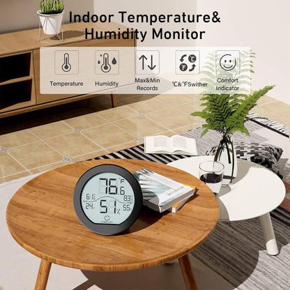 Indoor Digital Hygrometer Thermometer for Room Temperature Humidity Meter | SECRUI Thermometer Accuracy Calibration LCD Temperature Sensor with Maximum and Minimum Records,1 Pack