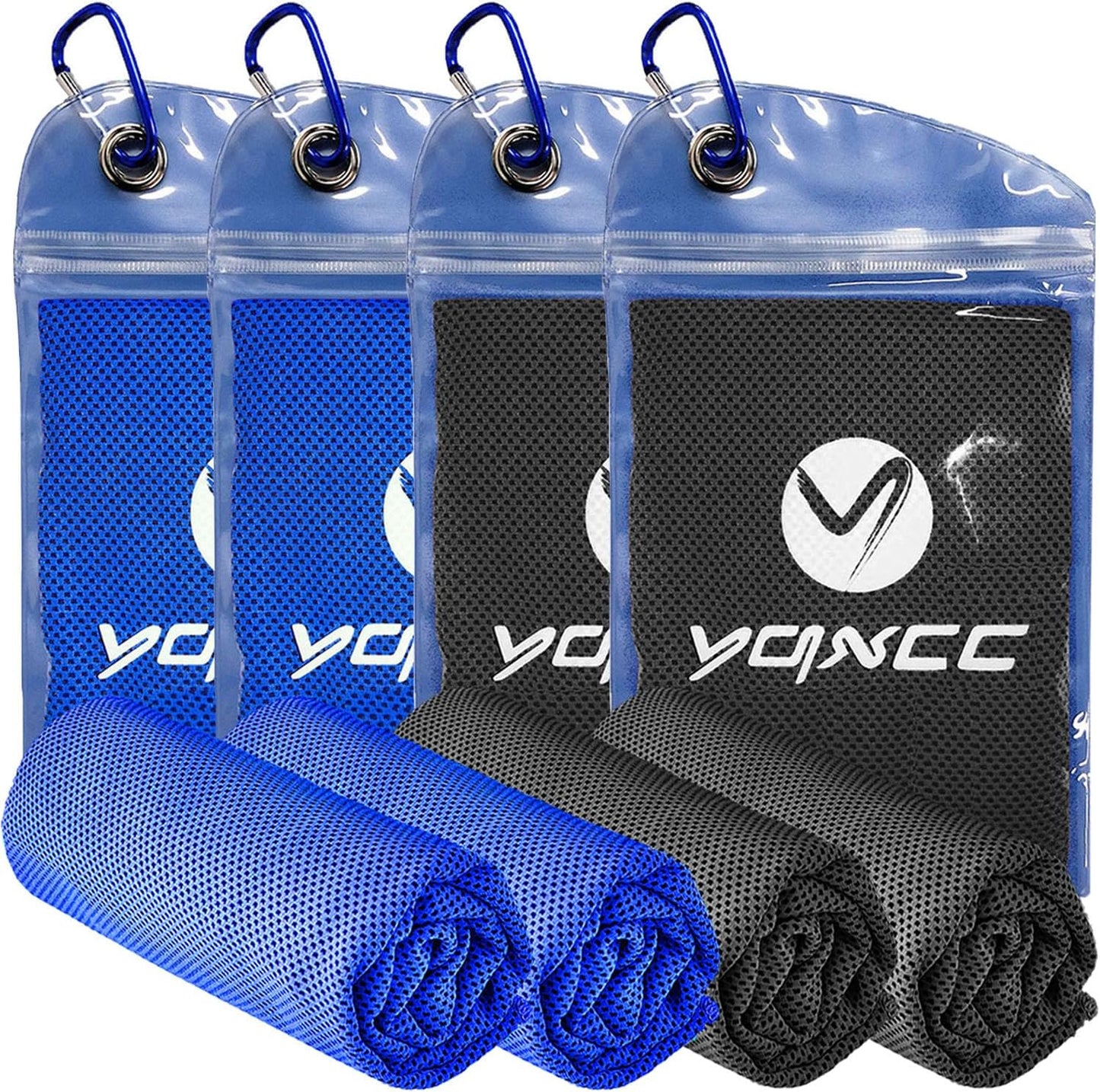 YQXCC 4 Pack Cooling Towels 40"x12", Cold Cool for Neck & Face | Cooling Neck Wraps, Soft Breathable Microfiber Chilly Towels, Ideal for Gym, Yoga, Golf, Running, Camping & Hot Weather