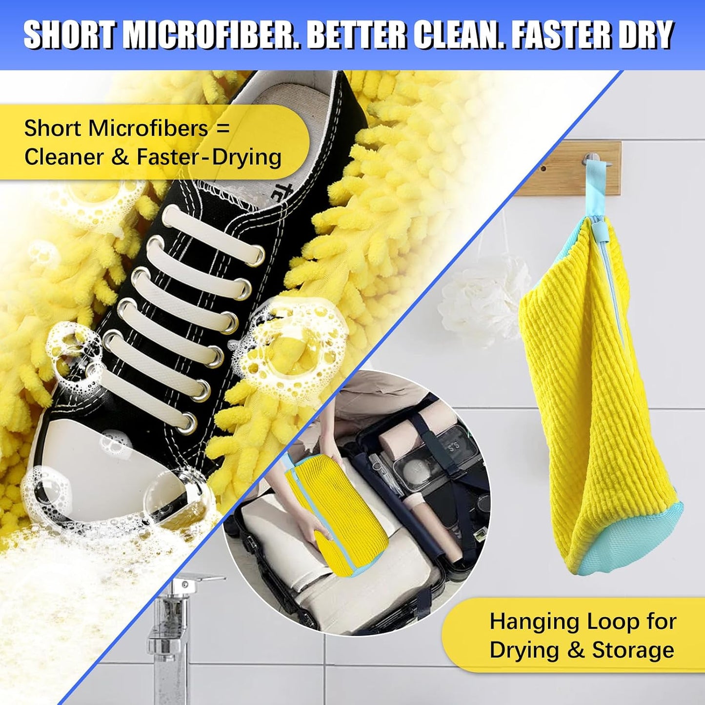 Shoe Bag for Washing Machine, 2 Pack Shoe Laundry Bag | Reusable Shoe Washing Bags for Sneakers, 360° Deep Cleaning, Self-Locking Zipper, Lightweight 160g Design for Washer & Dryer
