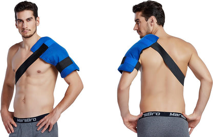 Koo-Care Large Flexible Gel Ice Pack & Wrap with Straps for Hot Cold Therapy - Pain Relief for Shoulder Rotator Cuff, Back, Hip, Knee Replacement Surgery, Shin Splint Injuries Reusable - 11" x 14"