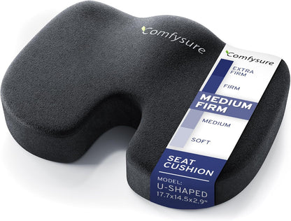 Memory Foam Seat Cushion - Tailbone Pain Relief Cushion, Non-Slip Sciatica Pain Relief Pillow - Cushion for Office Chair, Car, Wheelchair, Computer, Desk Chair - Coccyx, Lower Back Support (Navy)
