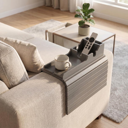 Acacia Couch Armrest Table, Over the Couch Arm Tray with Removable Couch Cup Holder, 2 in 1 Design Foldable Armchair Couch Caddy and Sofa Drink Cup Holder for Home Essentials Decor Hack