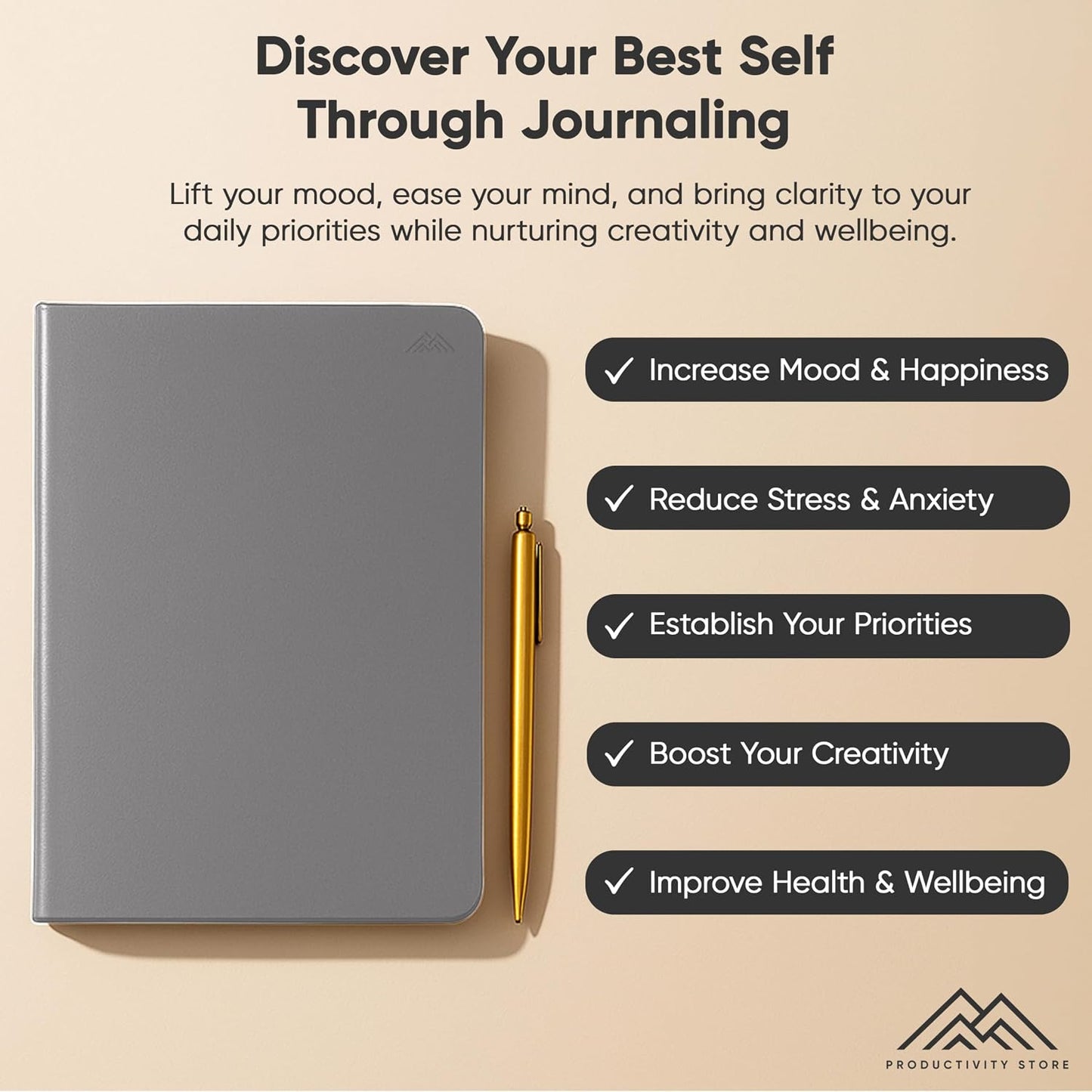 Best Daily Journal for Men & Women - Gratitude, Manifestation & Guided Journal with Prompts for Personal Growth (A5, Blue) - PRODUCTIVITY STORE