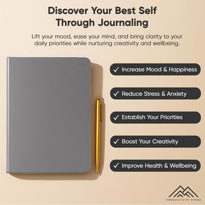 Best Daily Journal for Men & Women - Gratitude, Manifestation & Guided Journal with Prompts for Personal Growth (A5, Blue) - PRODUCTIVITY STORE