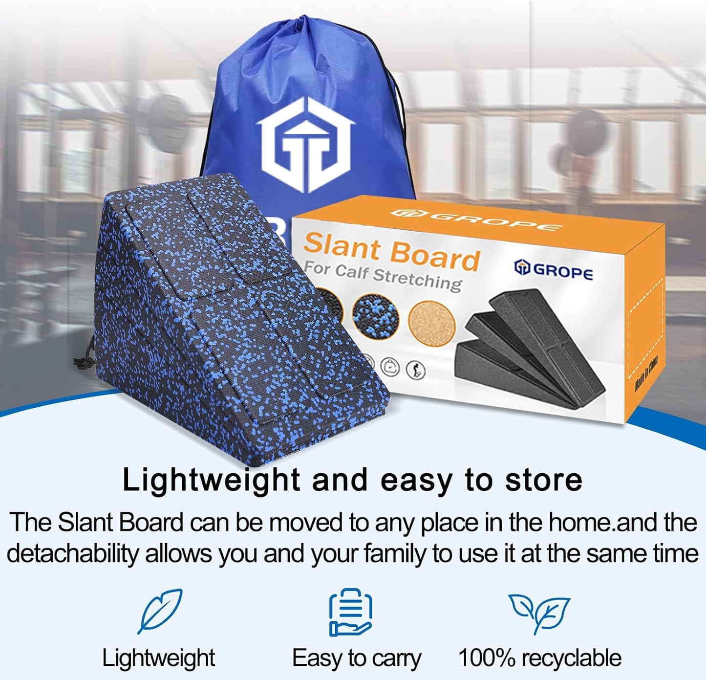 Slant Board 3 Pcs Squat Wedge for Calf Stretching | 12" x 6.3" With Carry Bag，Adjustable Foam Slant Board Wedge Great for Exercises，Foot Stretcher for Plantar Fasciitis