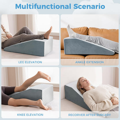Ganondorf Leg Elevation Pillow, Premium Foam Leg Support Adjustable Wedge Pillow Relieves Joint Pain After Surgery Ergonomic Curve for Leg Support Promote Blood Circulation Single Leg