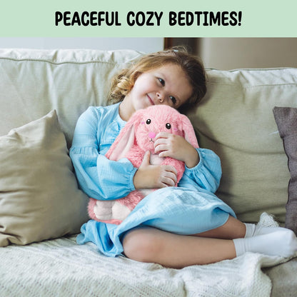 Bunny Microwavable & Weighted Stuffed Animals - 1.5 Lbs Unscented Heating Pad for Period Cramps Pain Relief and Anxiety, Cute Bunny Plush Toys Gifts for Women Girls Adults and Kids by Happy Fuel