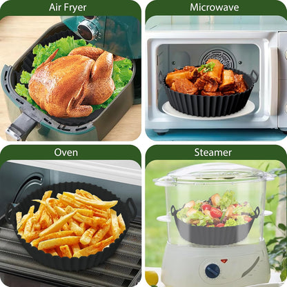 3 Pack Air Fryer Silicone Liners, 8Inch Airfryer Liners, AirFryer Basket Liner, Reusable Food Grade Air Fryers Basket Pots Oven Liner Baking Tray, Air Fryer Silicone Mat Accessories Kitchen