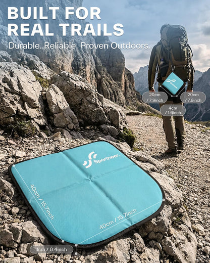 Sportneer Sitting Pad, 0.13lbs Lightweight Waterproof Folding Seat Pad for Backpacking, 15.75'' x 15.75'' Portable Camping Seat Mat for Hiking, Picnics & Outdoor Use