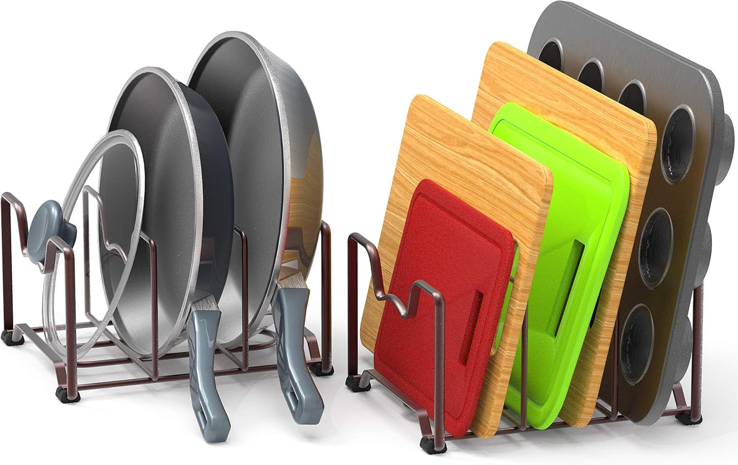 Simple Houseware Cabinet Bakeware Organizer Rack Holder, 2 Pack, Bronze | for Kitchen, Pantry