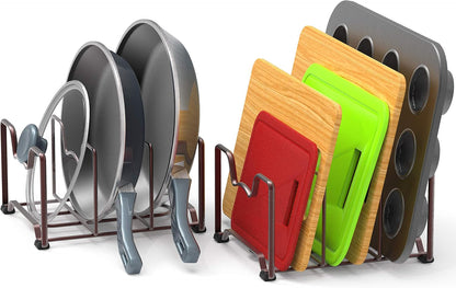 Simple Houseware Cabinet Bakeware Organizer Rack Holder, 2 Pack, Bronze | for Kitchen, Pantry