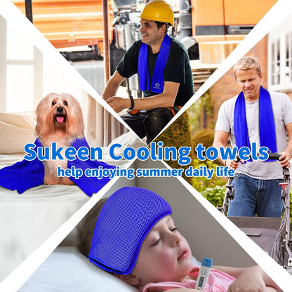 Sukeen 4 Pack Cooling Towels (40"x12") for Neck and Face Instant Cooling | Stay Cool in Hot Weather,Versatility,Soft,Breathable,Durability for Sports,Outdoor activities,Summer works in heat