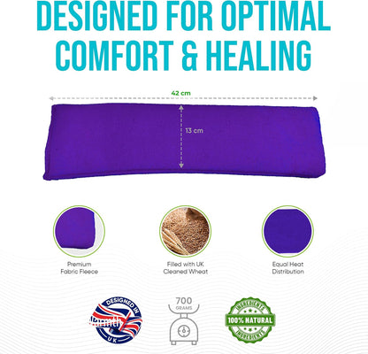 Microwavable Heating Pad for Neck, Back & Shoulders - Heating Bean Bag Microwavable Pillow - Cleaned Wheat & Lavender Aromatherapy Heating Pad Wrap - Amazing Health, Purple