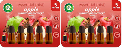 Air Wick Essential Mist Refill, 5 ct, Apple Cinnamon Medley, Essential Oils Diffuser, Air Freshener