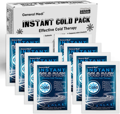 General Medi Instant Ice Cold Pack (4”x 5.5”) – 25 Packs Disposable Cold Therapy Ice Packs for Pain Relief, Swelling, Inflammation, Sprains, Toothache – for Athletes & Outdoor Activities