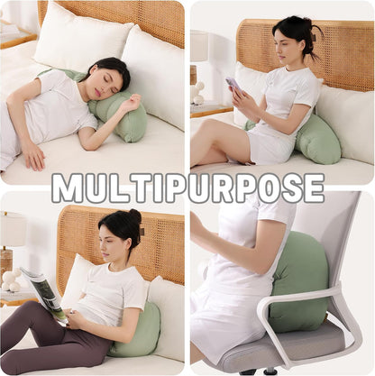 Peallow(Pat. Pend) – Long Round Body Pillow for Adults, Bolster Pillow for Sleeping, Soft and Supportive Pillow for Sleeping & Lumbar Support (Green-White, 29.5")