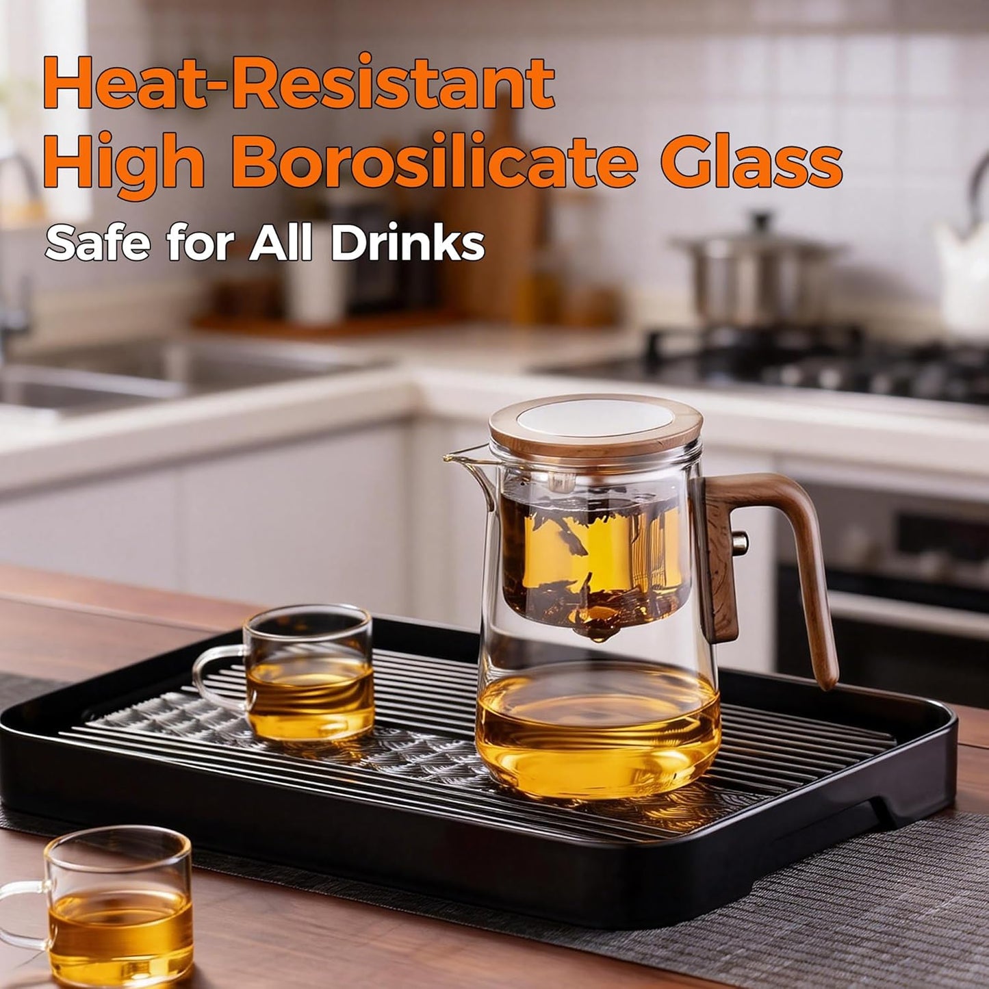 Enchanted Tea Pot, Magic Tea Pot for Loose Leaf Tea Steeper, Heat Resistant Borosilicate Glass Teapot with Tea Infuser, Ideal Gift for Tea Lovers - 20 oz (600 ml)
