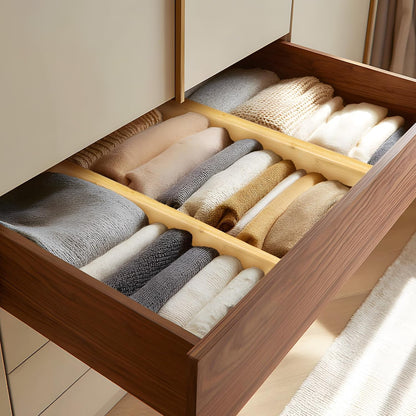 VaeFae 6-Pack Adjustable Bamboo Drawer Dividers, Expandable Drawer Organizer for Kitchen Utensils, Clothes, Bathroom, Office – Fits Drawer Interiors 16.6" to 21.8"