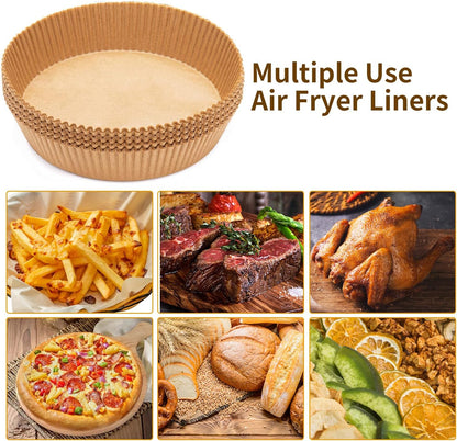 Air Fryer Liners Disposable Paper,100Pcs Airfryer Paper Liners,Non Stick Parchment Paper Liners,Food Grade Air Fryer Accessories for Microwave Oven Steamer 6.3inch Round