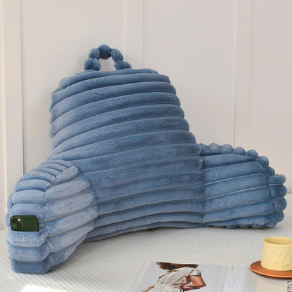 Large Reading Pillow for Adults, Back Support Pillow for Sitting Up in Bed with Arms, Couch for Lounging Bedrest, Pink