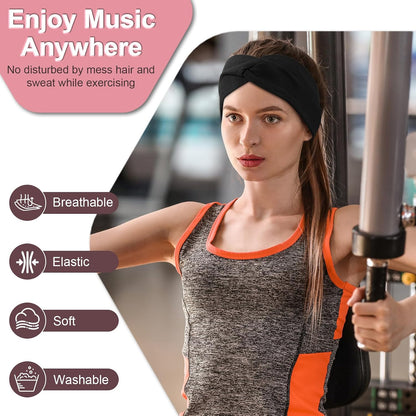 2-Pack Bluetooth Headband for Women, Wirless Headband with HD Stereo Speakers, Fashion Headband Headphones for Workout, Running, Yoga, Travel, Casual Wear, Meditation