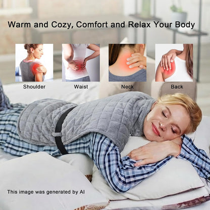 Heating Pad for Neck Shoulder and Back, Extra Large Weighted Electric Heated Wrap for Back Pain Relief with 12 Heat Setting and 8 Auto Shut Off, Stay on Function Hot Heated Pad