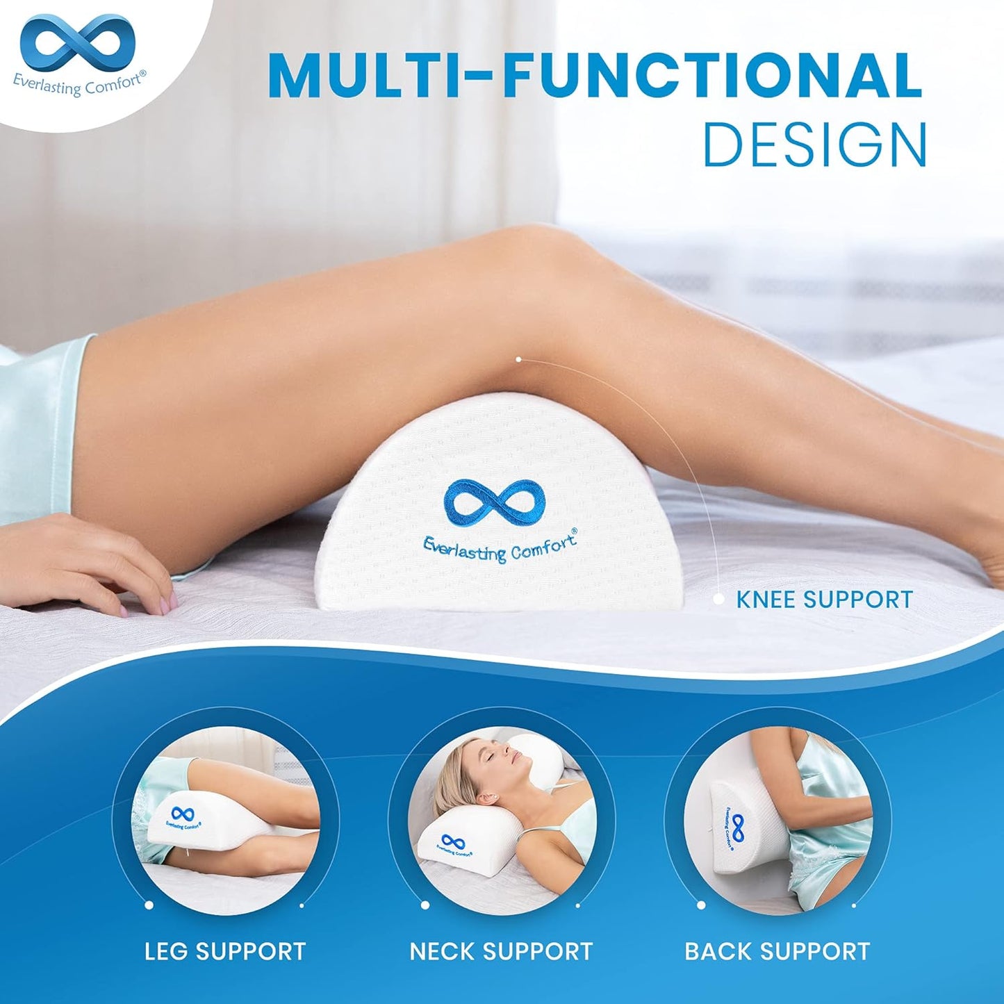Everlasting Comfort Knee Pillow & Half Moon Pillow - Sleep Harmony Set for Pain Relief & Postural Support - Align Your Spine, Relieve Pressure, and Enhance Comfort