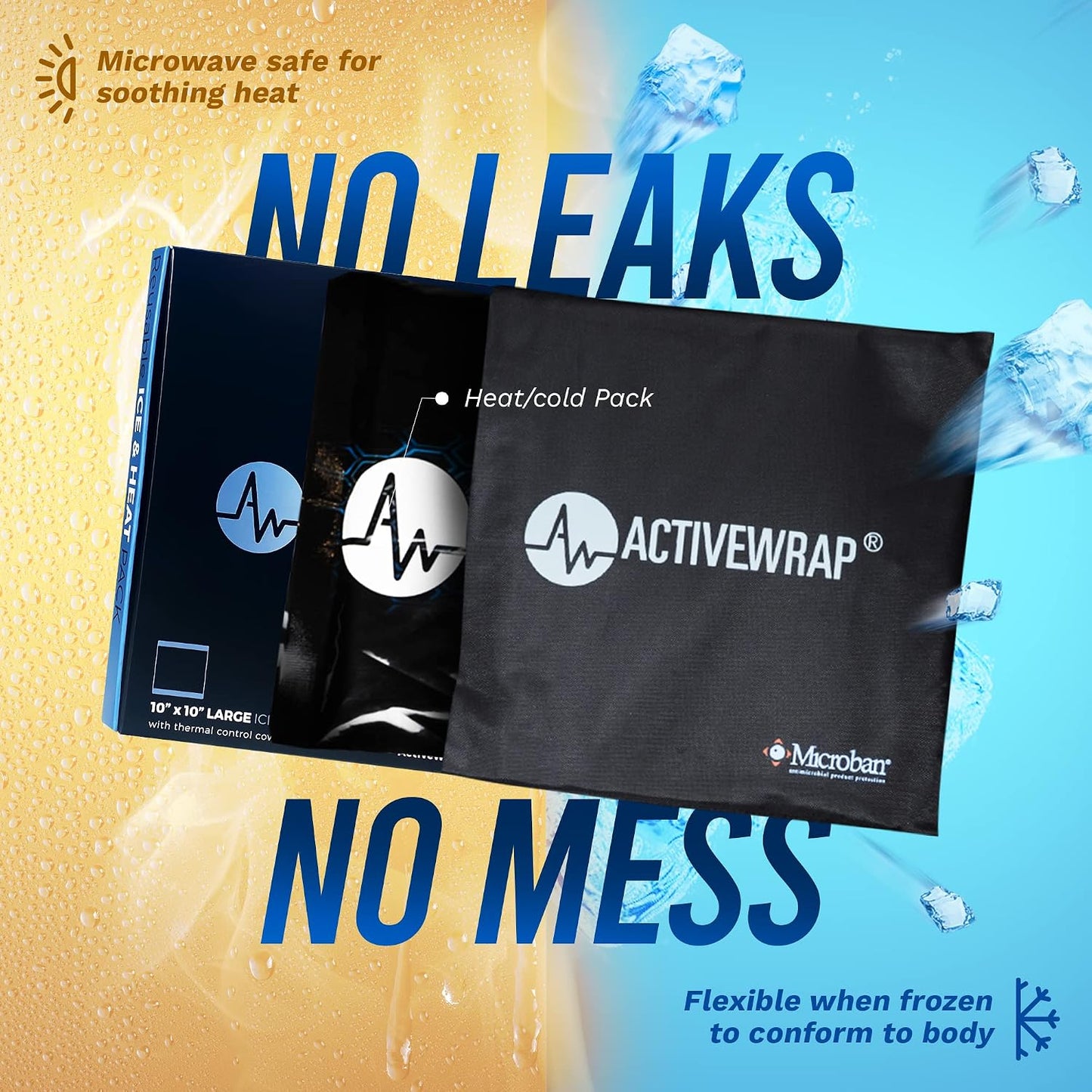 ActiveWrap Ultra Flex Ice & Heat Pack, Large (7" x 10") – Gel Ice Packs Reusable for Knee & Shoulder, Hot & Cold Therapy, Flexible No-Flow Gel, Includes Nylon Protective Pouch (2 Count)