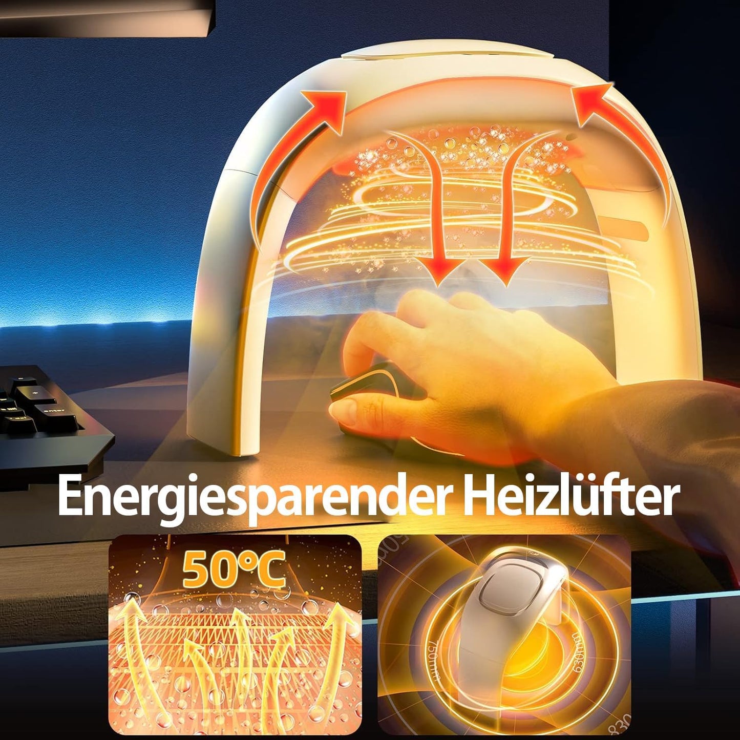 Space Heaters for Indoor Use,Desk Hand Warmer Ceramic Energy Efficient Heater with Thermostat,Personal Electric Desk Hand Heater,Heated Mouse Pad Hand Warmer for Office Women Men Gifts,Black