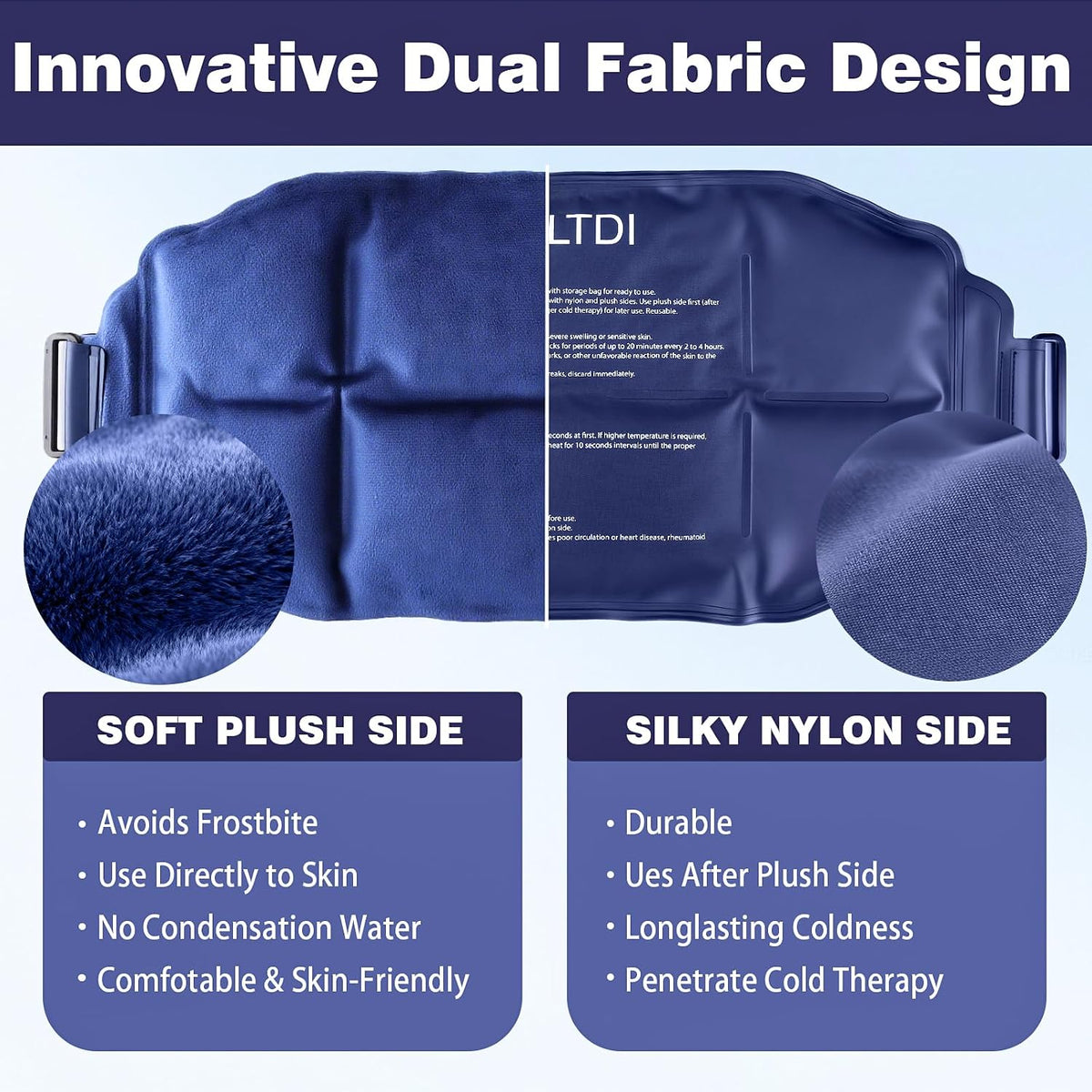 Ice Packs Soft Flexible Gel Pack for Injuries Reusable Cold Hot Therapy for Shoulder Knee Back Elbow Leg Hip Arm for Muscle Relief & Recovery 17.5'' x 9.5'' Navy Blue