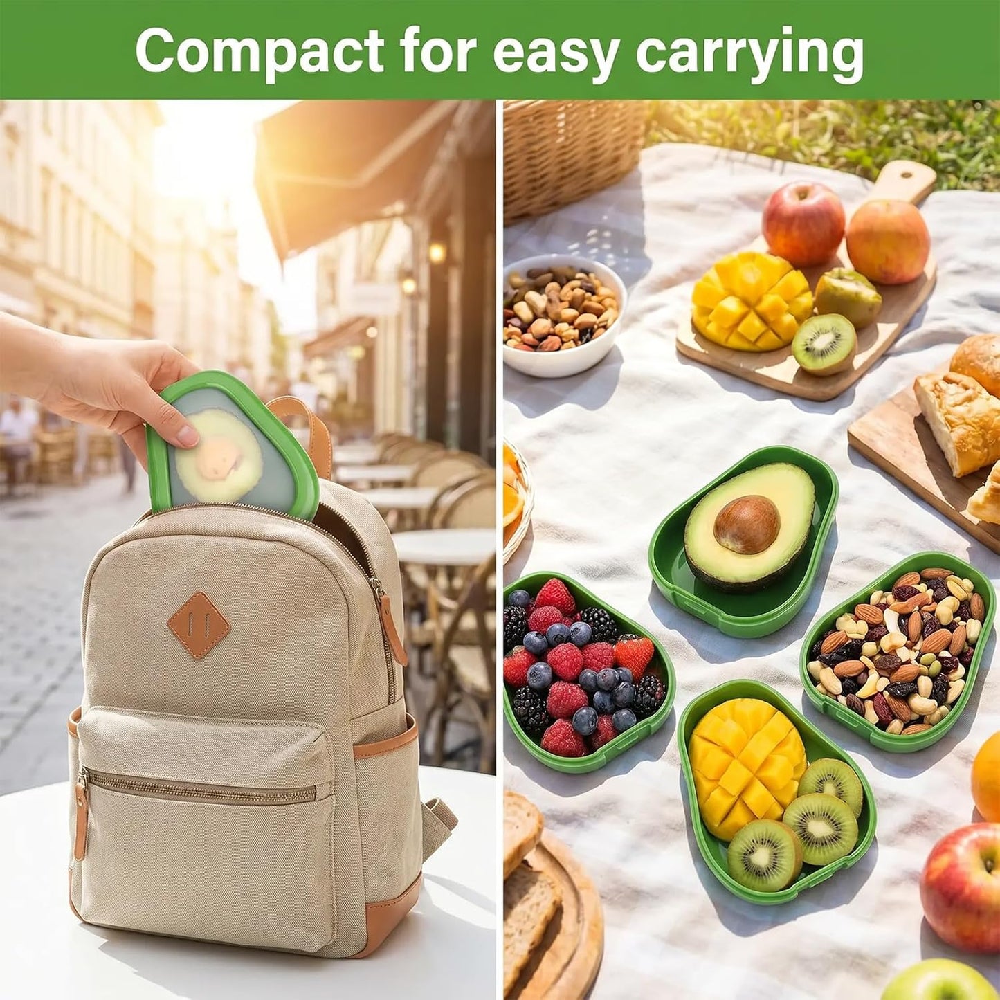 CLEANGOR Avocado Saver and Onion Saver, 4Pcs Fruit and Vegetable Savers | Silicone Food Saver with Snap-On Lid, Ideal for Avocados, Onions, Lemons, Orange and Tomatoes, Reusable, Dishwasher Safe